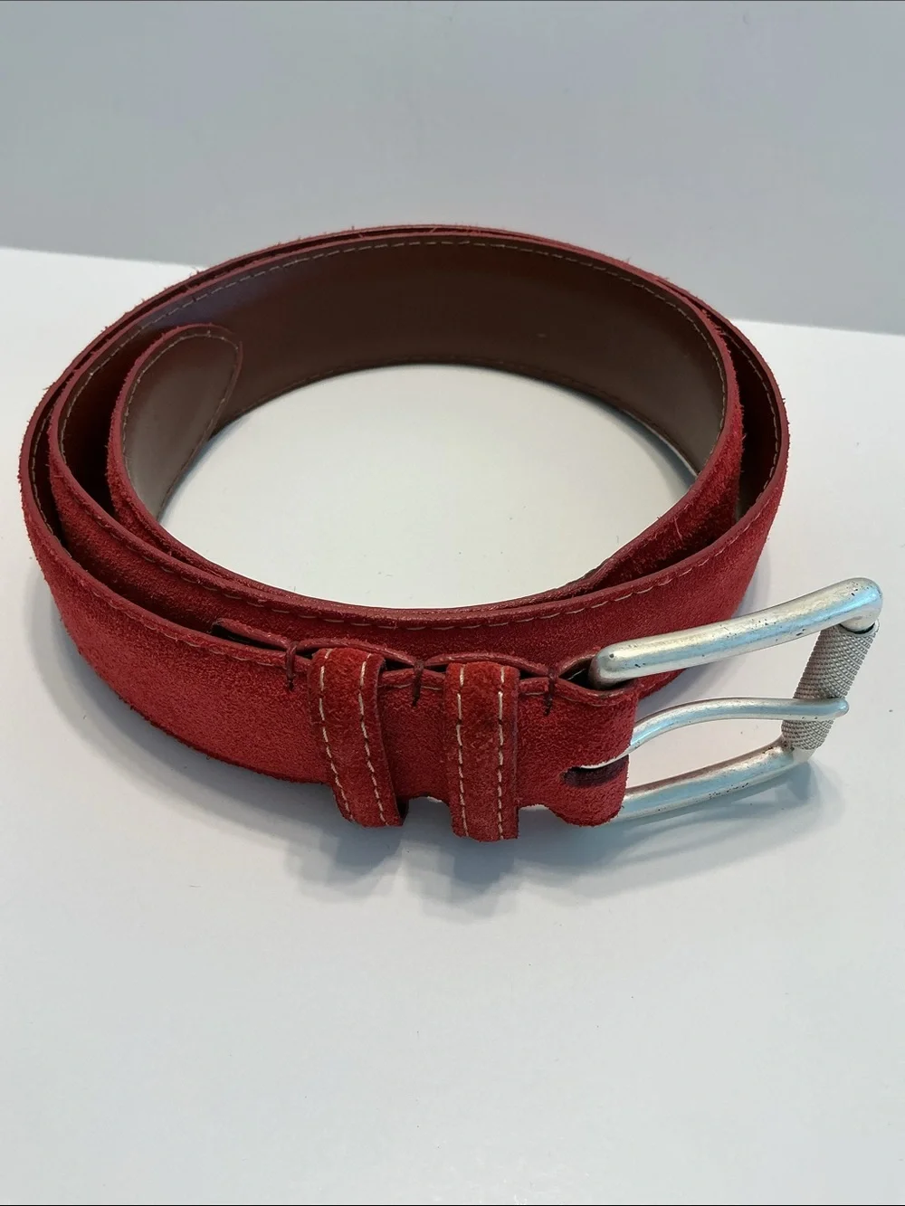 Men’s Torino European Suede Red Belt Sz 38